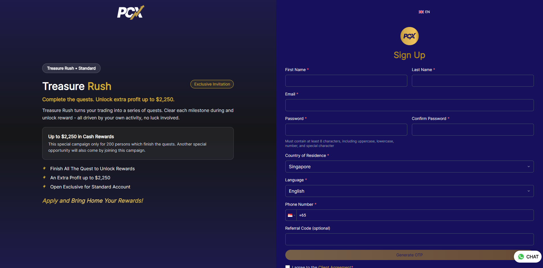 Registration form